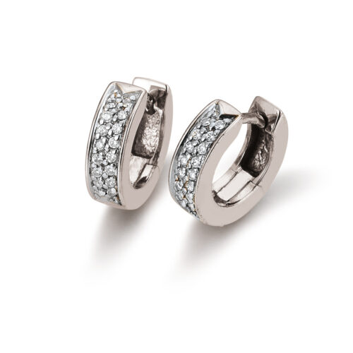 14 karaat witgouden creolen met diamant