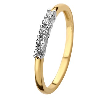 Geelgouden rijring met zirkonia