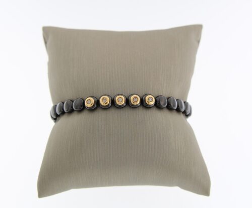 Zwarte keramiek armband met rose goud en diamant