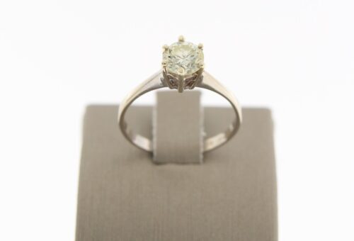 14 k witgouden solitairring met briljant, 0.80 ct Very Light Yellow