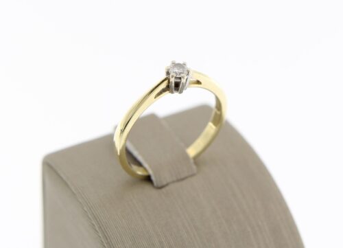 14 k geelgouden solitair ring met briljant