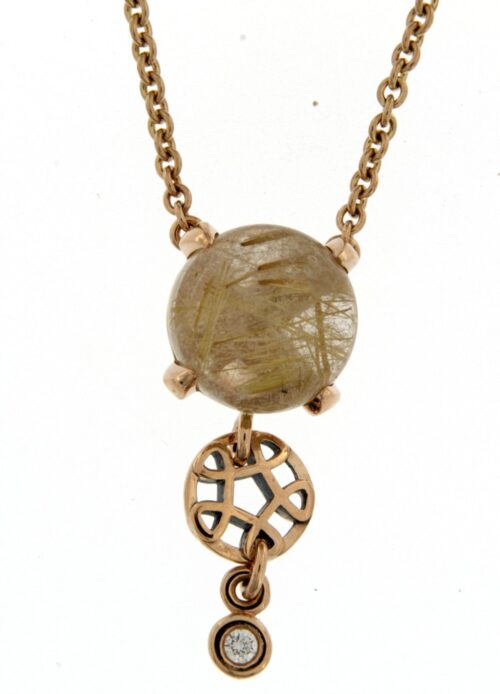 Bron jewelry rosegouden collier met rutiel kwarts
