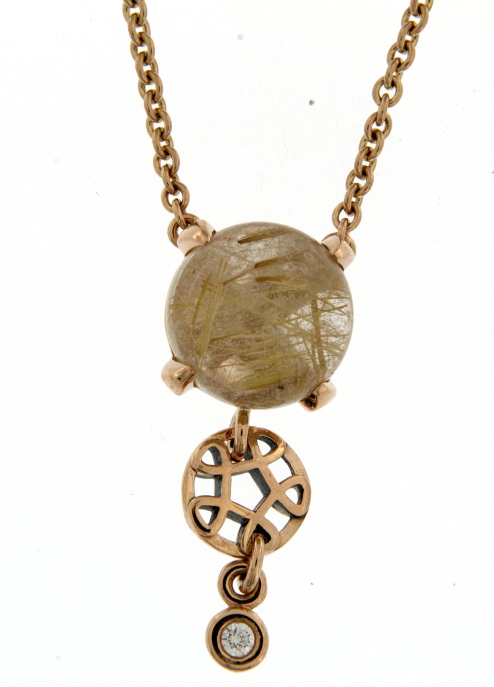 Bron jewelry rosegouden collier met rutiel kwarts