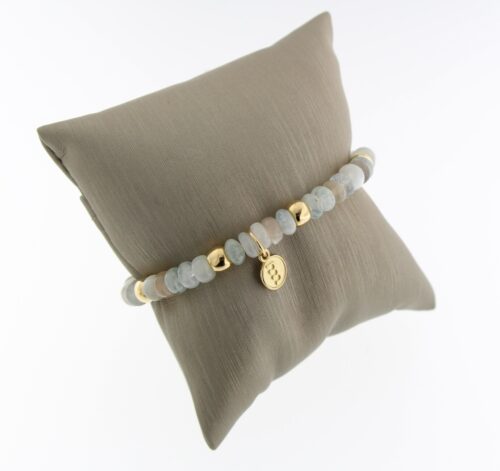 Bron Geel gouden armband maansteen mix aqua