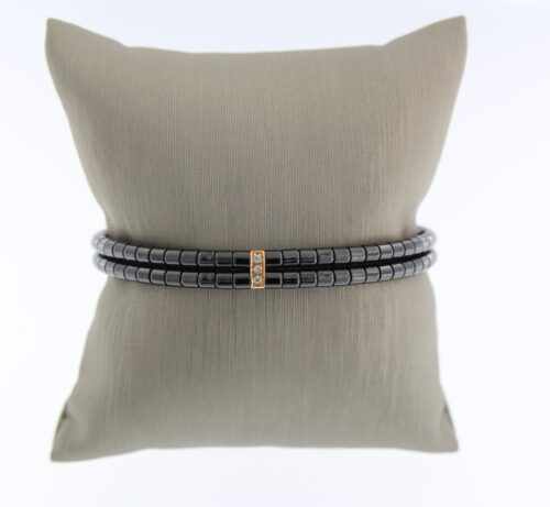 Keramiek armband met rose goud en diamant
