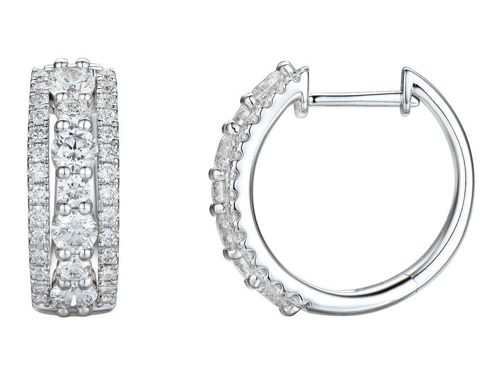 14 karaat witgouden creolen met diamant 1.50ct