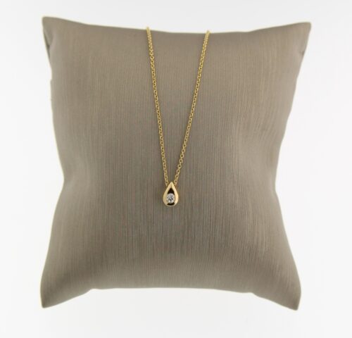 14 k geel gouden collier met briljant 0.10 ct