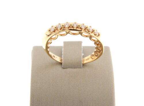 14 k rose gouden ring met 7 x 0.03 ct VS TW