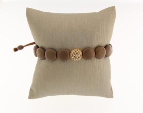 Bruine keramiek armband met rose goud en diamant