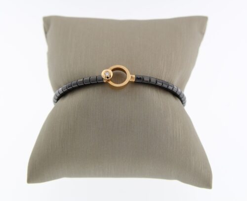 Keramiek armband met rose goud en diamant