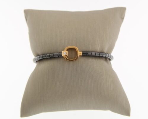 Keramiek armband met rose goud en diamant