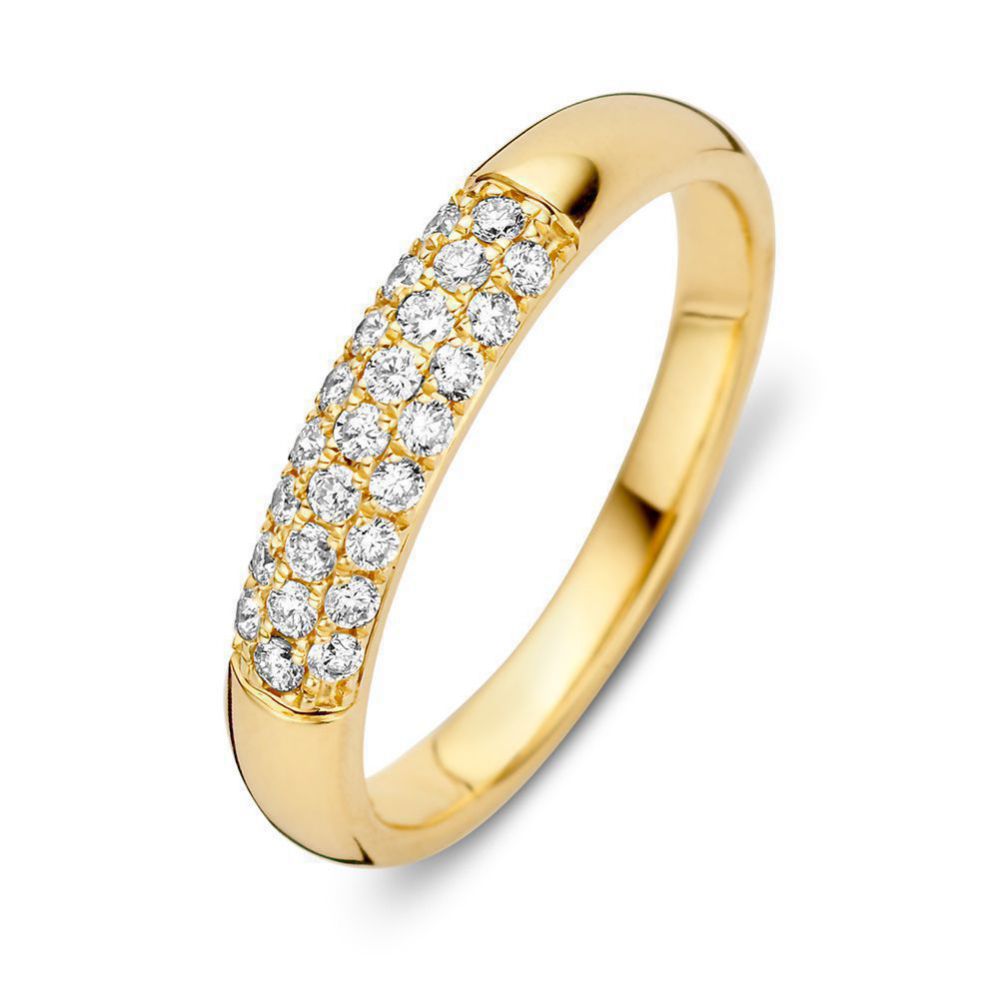 14 karaat geelgouden pave ring met diamant