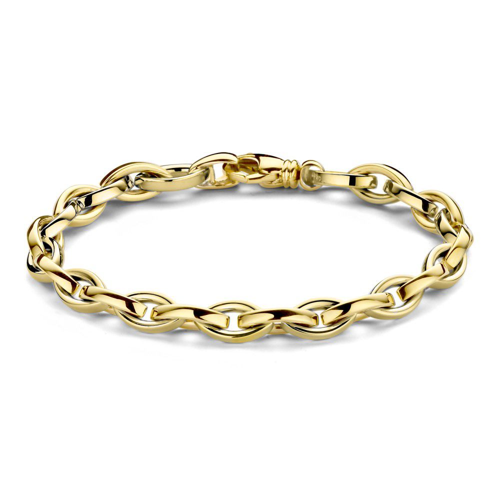 14 karaat geelgoud schakelarmband strak