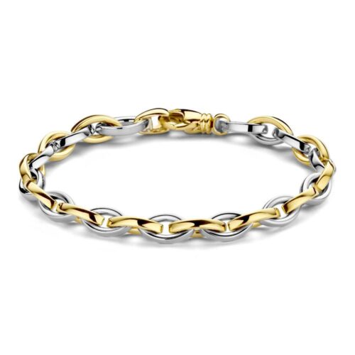 14 karaat bicolor schakelarmband strak