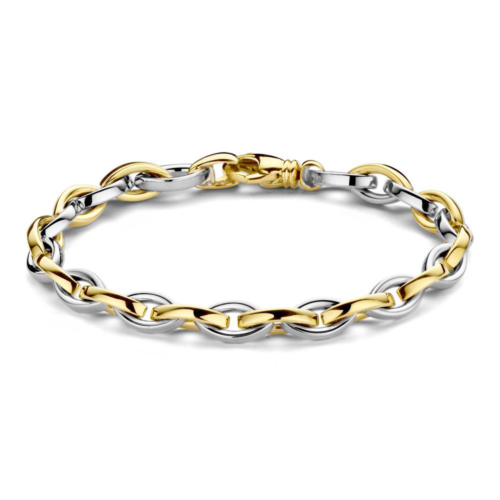 14 karaat bicolor schakelarmband strak