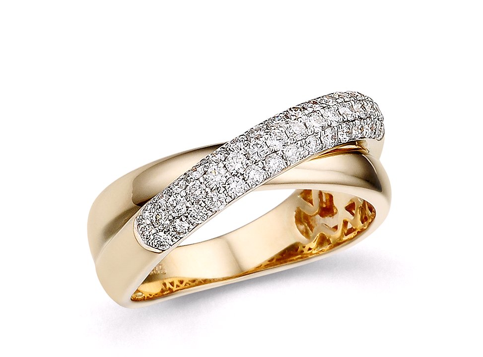 14 karaat geelgouden pave ring met diamant