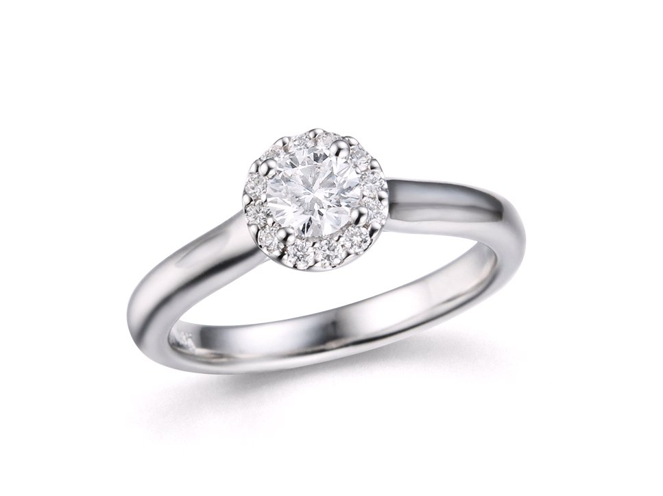 14 karaat witgouden ring met diamant entourage groot