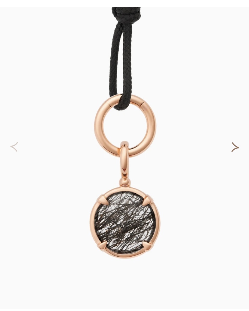 Bron Mira Mira 18 Karaat Rosegouden Hanger met Briolet geslepen Zwarte Rutielkwarts