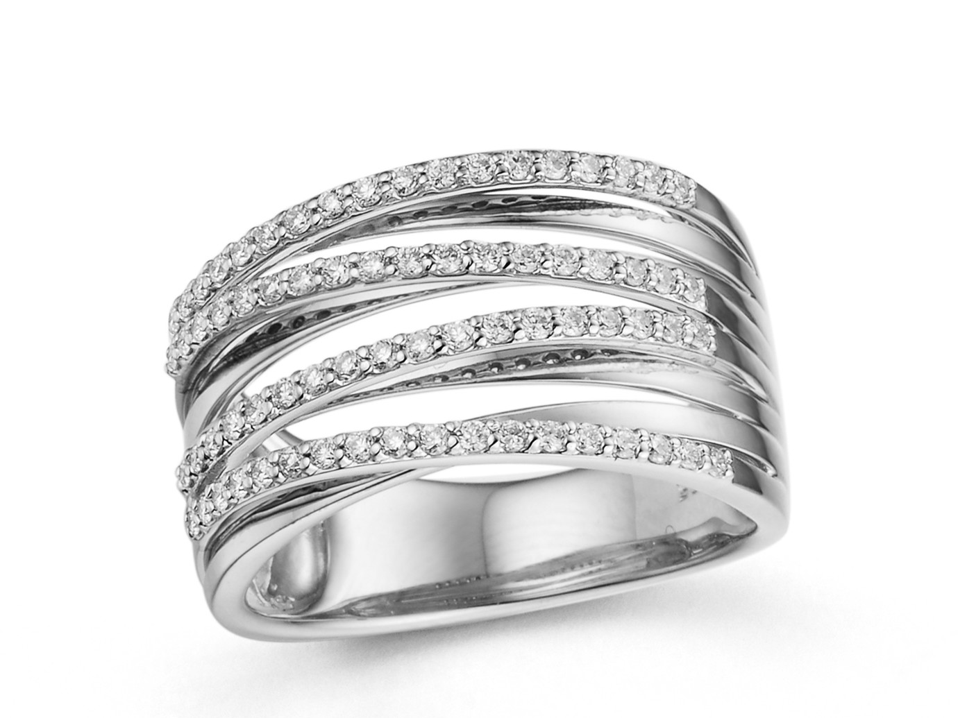 14 karaat witgouden banen ring met diamant