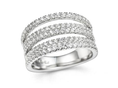 14 karaat witgouden banen ring met diamant