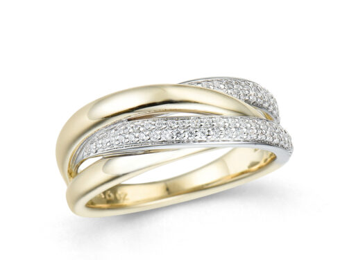 14 karaat bicolor fantasiering met diamant 0.30ct