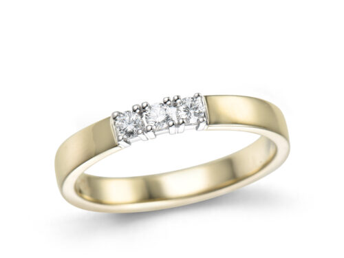 14 karaat geelgouden memoire ring met3x0.05ct