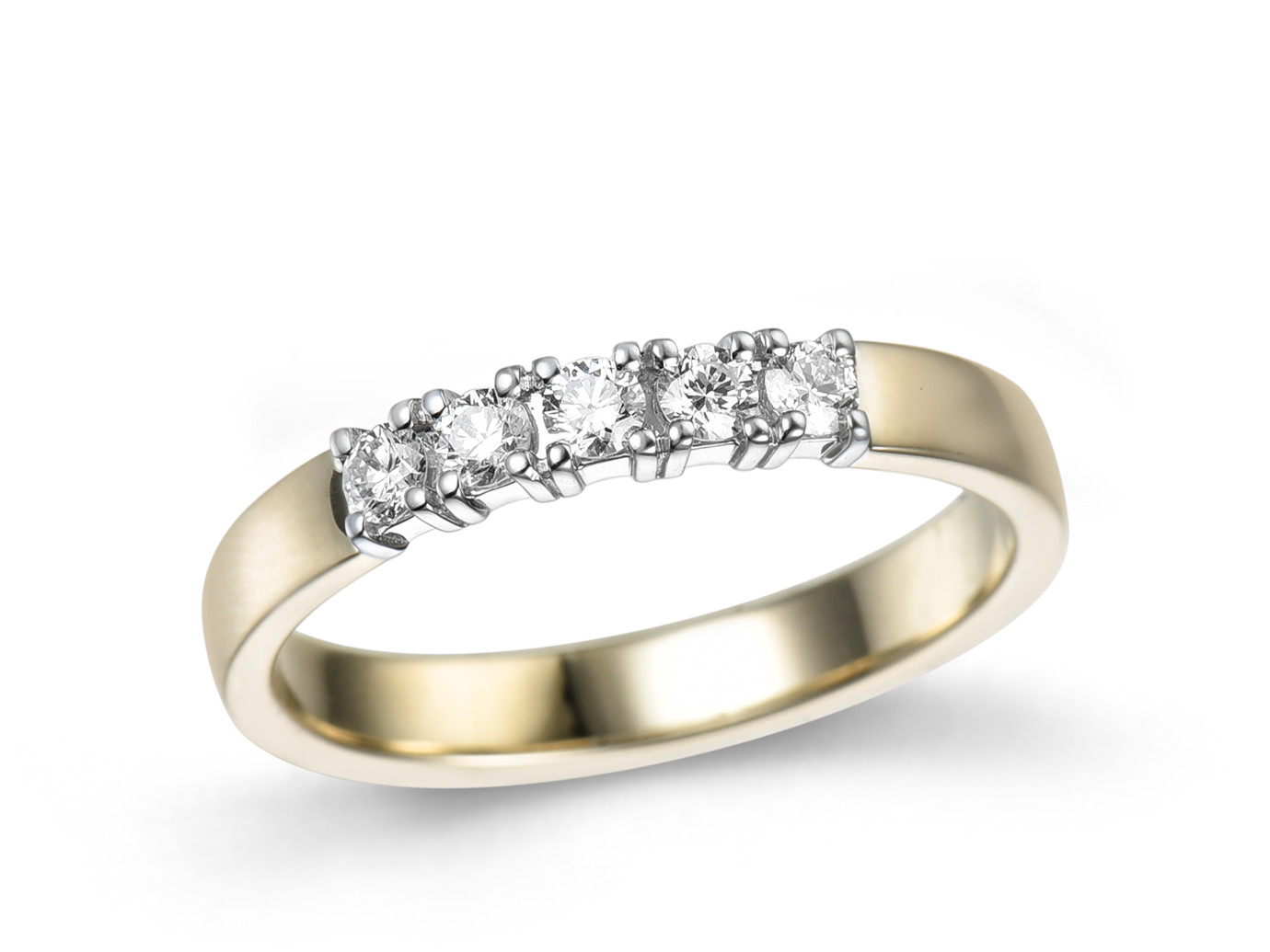 14 karaat geelgouden memoire ring met 5×0.05ct