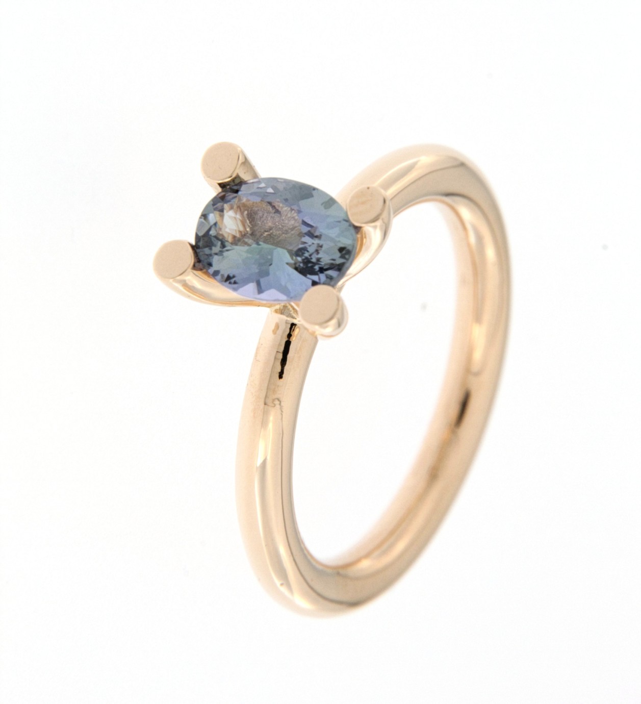 Bron Phlox ring met tanzaniet en rosegoud