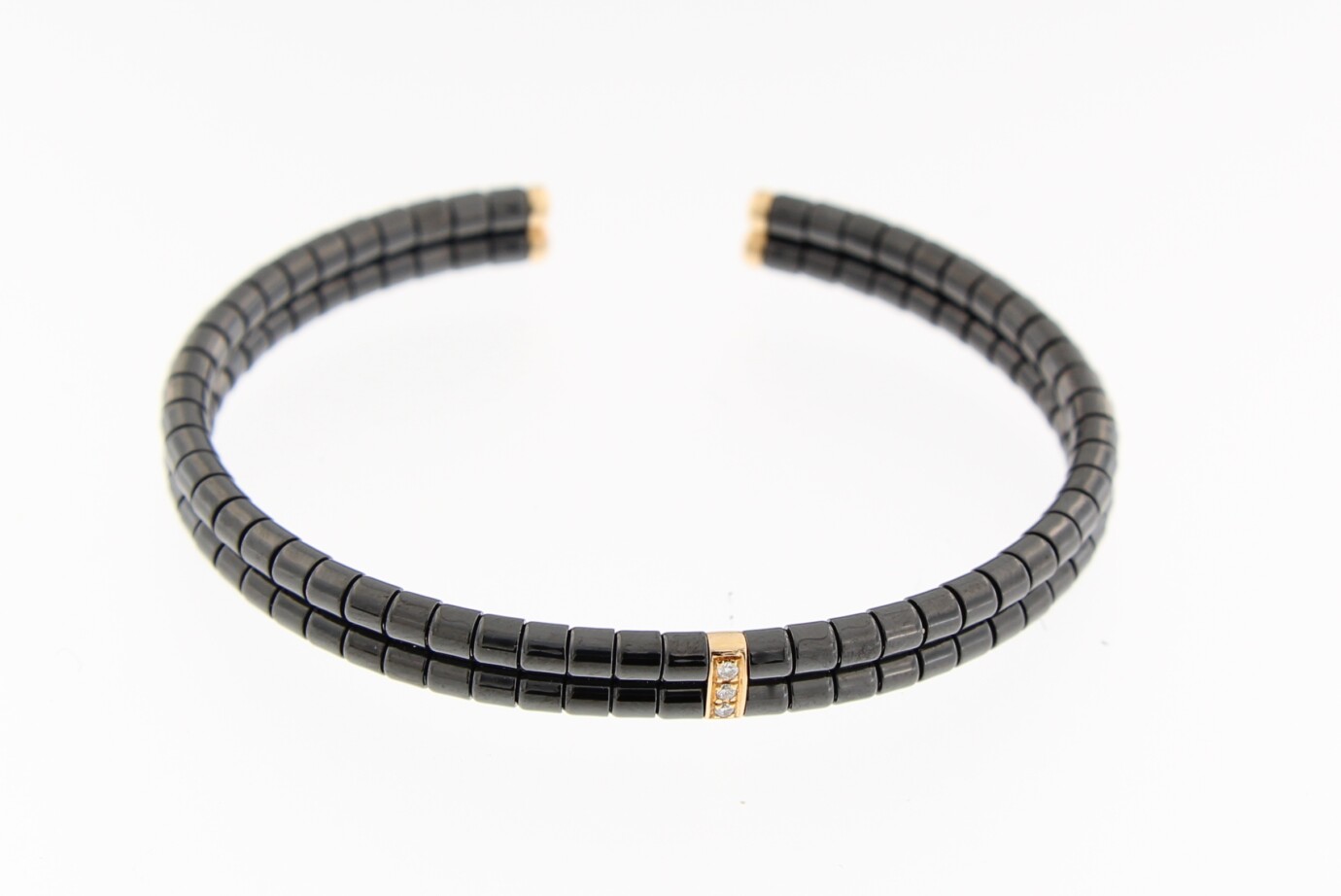 Keramiek armband met rose goud en diamant