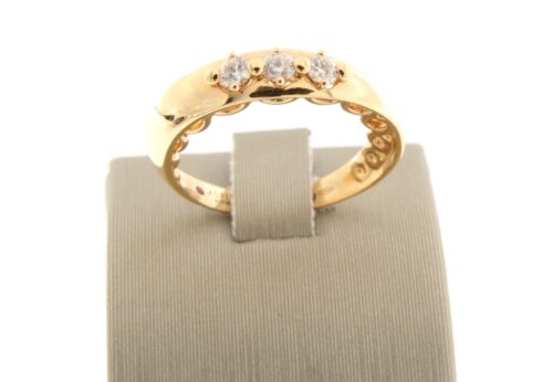 14 k rosegouden ring met 0.33 crt briljant