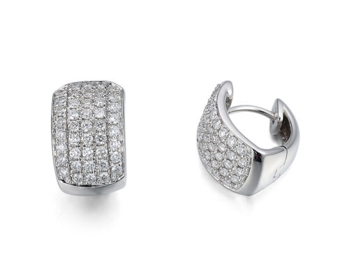 14 karaat witgouden creolen pave met diamant