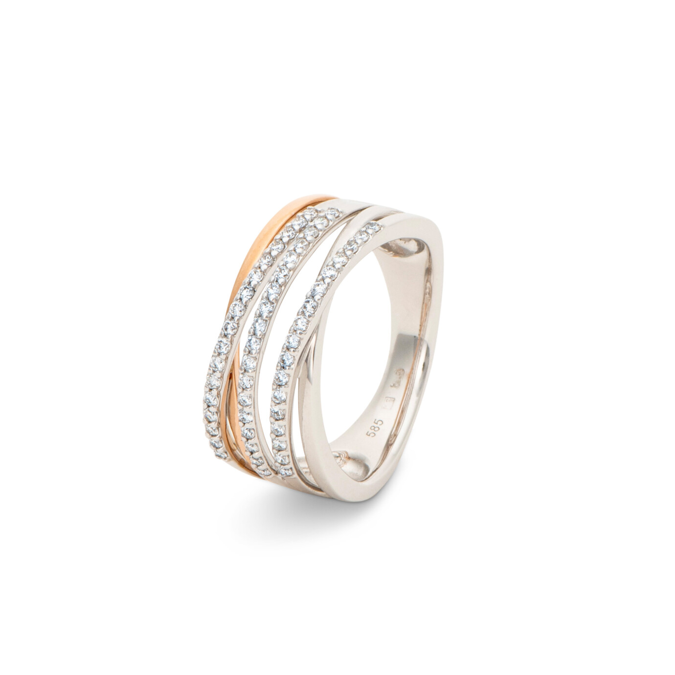 14 karaat rose-witgouden ring met diamant