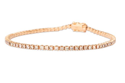 14 karaat rosegouden Tennisarmband met champagne diamant