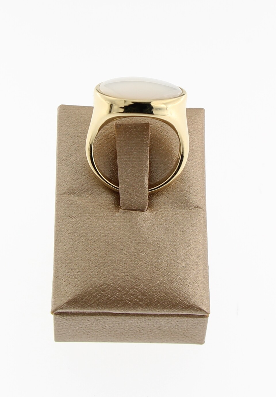 Brusi geelgoud ring, Indjolino collectie, met wit parelmoer