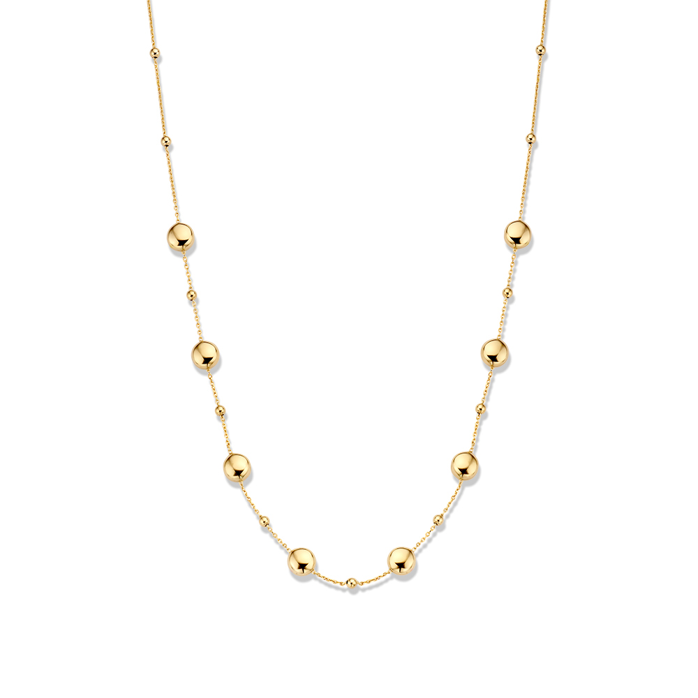 14 karaat geelgouden fantasie collier 45cm bollen