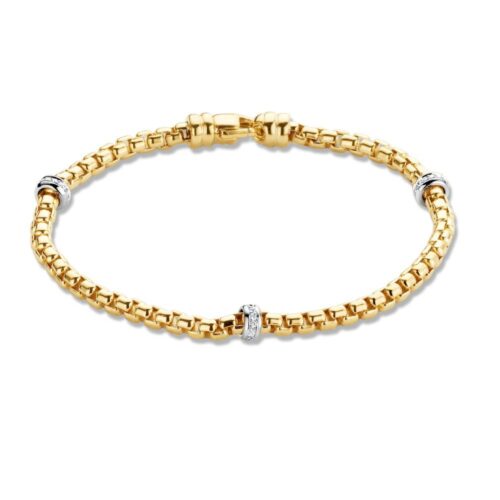 14 karaat geelgouden armband met diamant