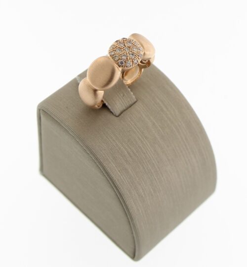 Brusi mat rosegouden ring, Polky collectie, champagne diamant