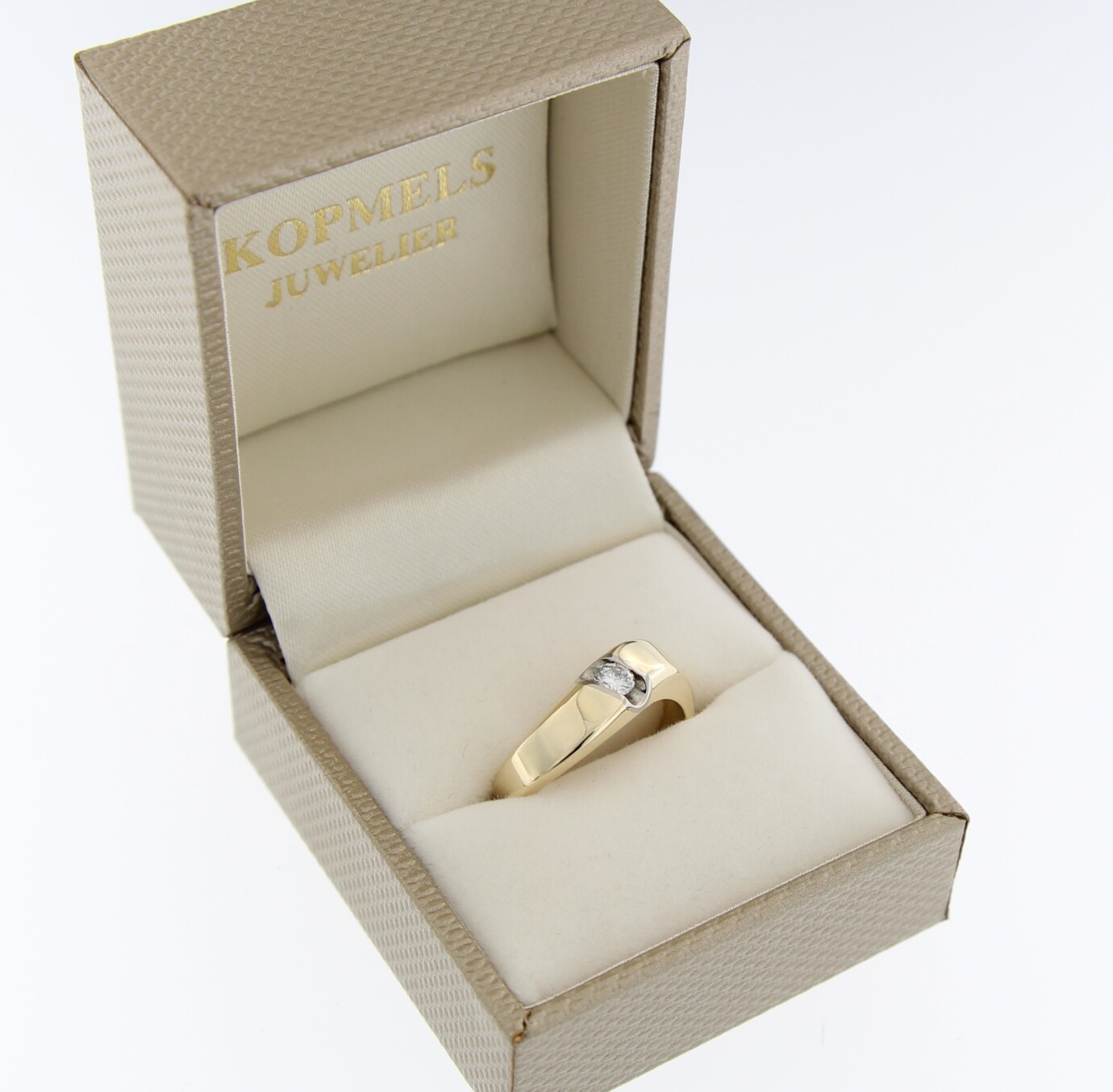 14 k Geel gouden ring met 0.18 ct briljant