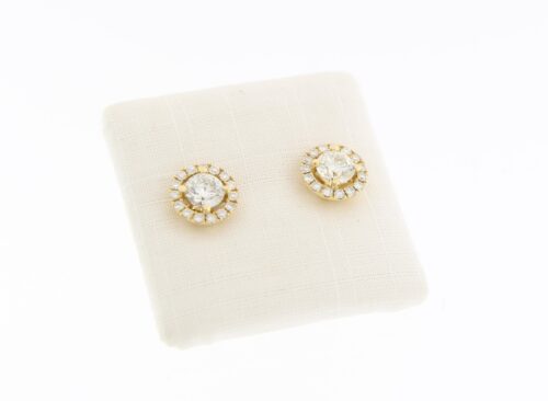 18 kt geelgouden solitair oorknoppen