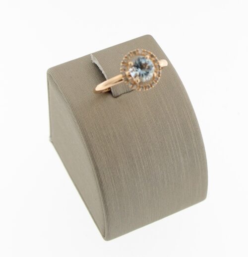 Brusi rosegouden ring, Big Kate collectie, met Aquamarijn en champagne diamant
