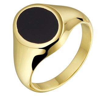 gouden zegelring/pinkring met onyx massief
