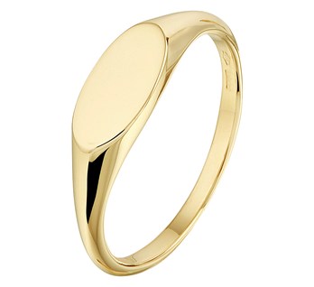 14 karaat geelgouden pink ring ovaal klein