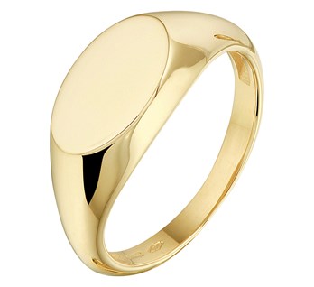 14 karaat geelgouden pink ring ovaal groot