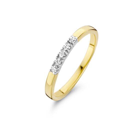 Gouden memoire ring met 5×0.05ct