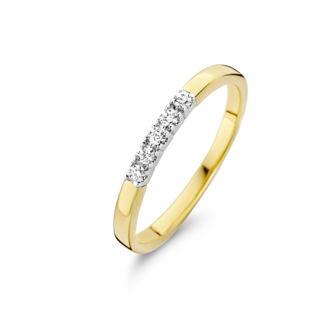 Gouden memoire ring met 5×0.05ct