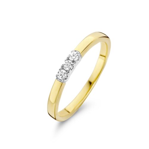 Gouden memoire ring met 3x 0.09ct