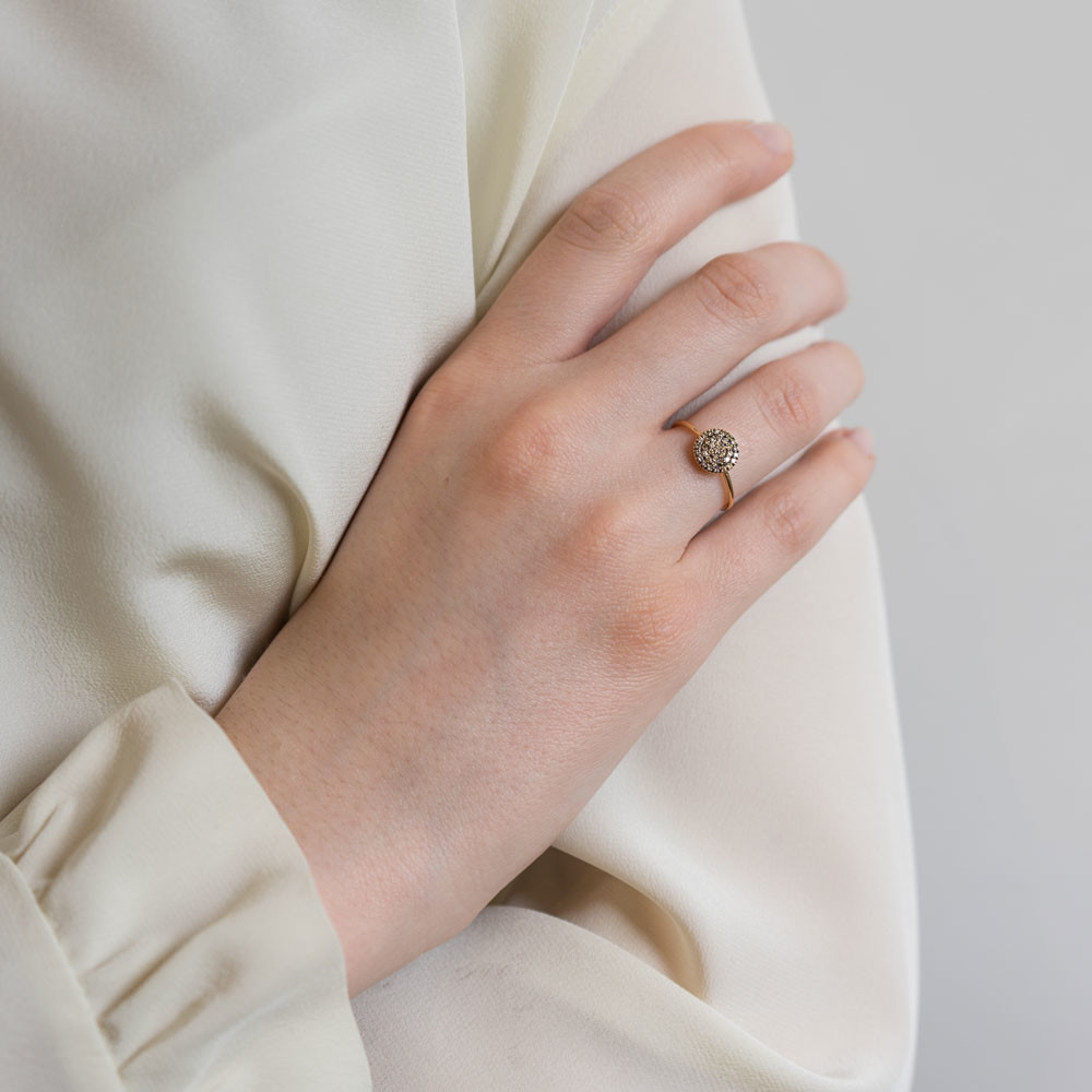 Burato Gioielli rosegouden ring met bruin diamant BQ960 - Afbeelding 4