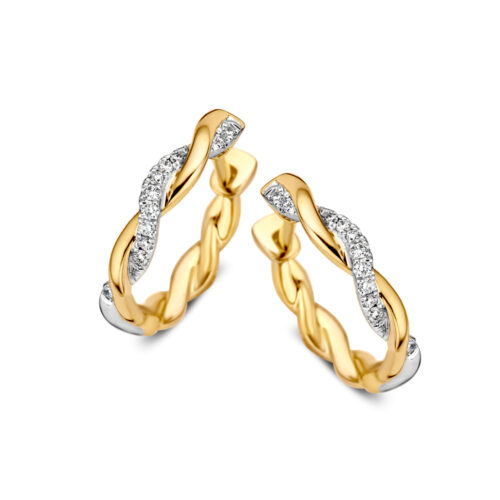 14 karaat geelgouden creolen met diamant