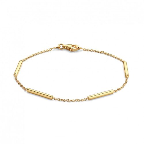 Geelgouden schakelarmband fijn met staafjes