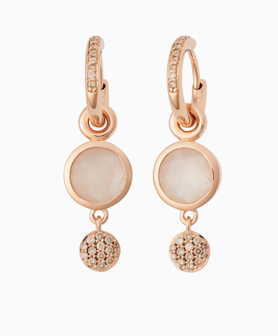 Bron Sushi oorsieraden met briolet geslepen witte maansteen en diamant 8OR4861MWBCBR